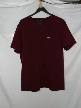 Figs Mens Leon Burgundy Three-Pocket Scrub Top